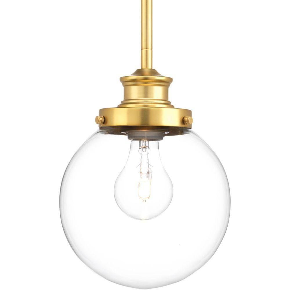 Progress Lighting Penn Collection 1 Light Natural Brass Throughout Bubbles Clear And Natural Brass One Light Chandeliers (View 1 of 15)