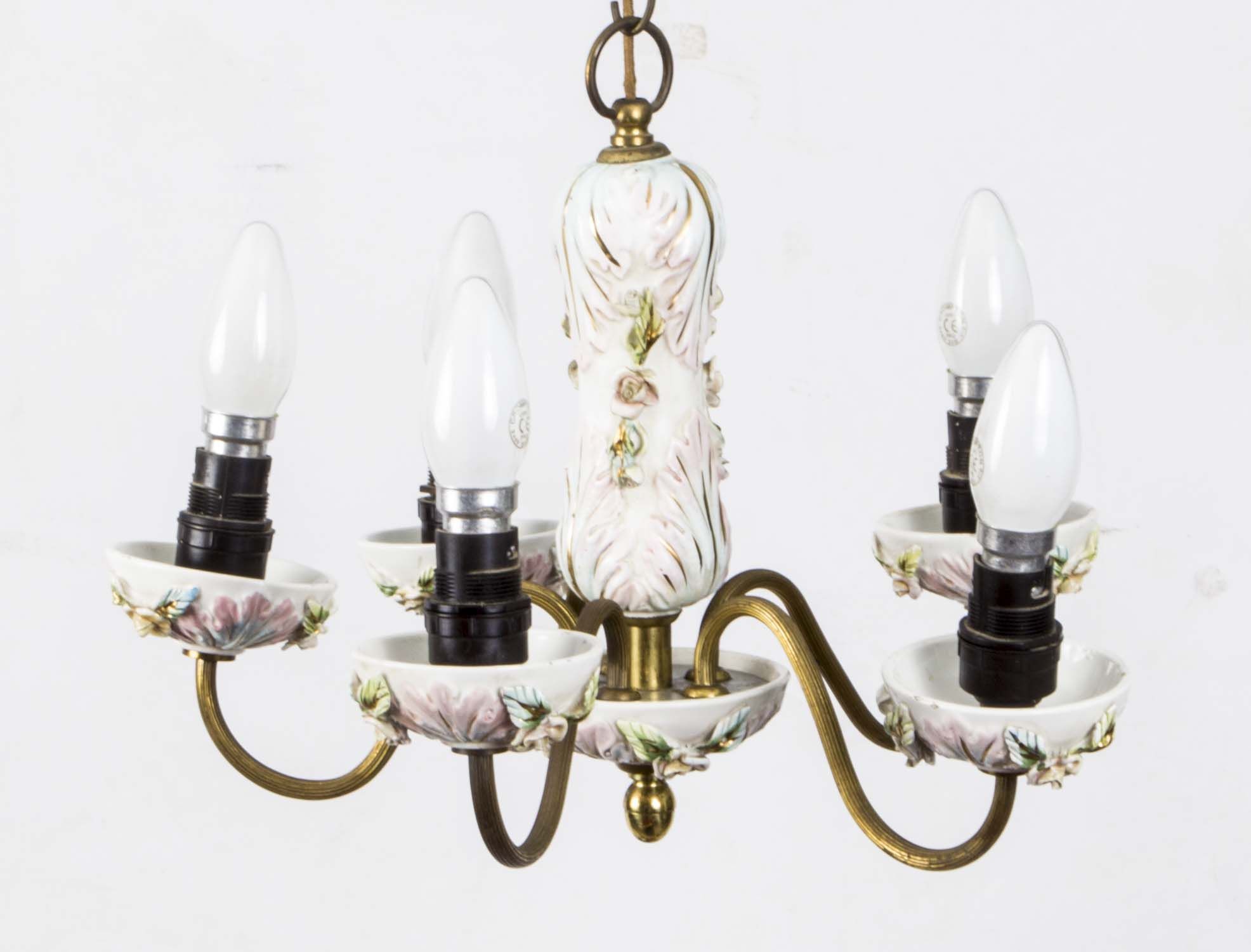 Regent Antiques – Lights – Vintage Porcelain & Brass 4 With Four Light Antique Silver Chandeliers (Photo 14 of 15)
