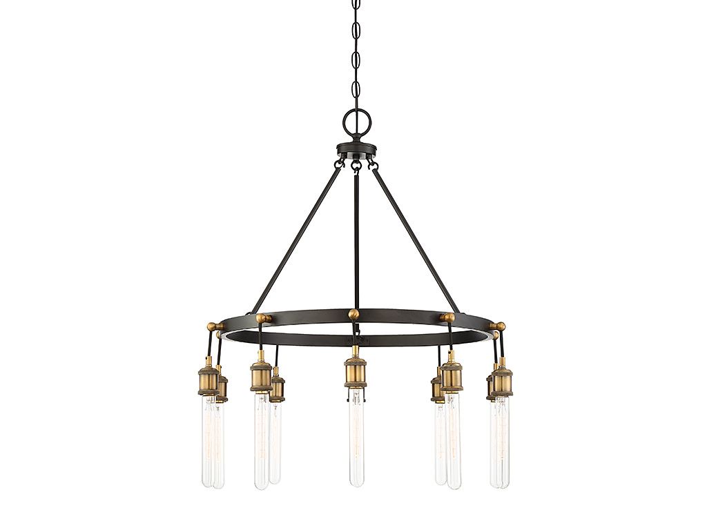 Savoy House 1 2904 10 Brass/black Campbell 10 Light 28"w Within Black And Brass 10 Light Chandeliers (View 12 of 15)