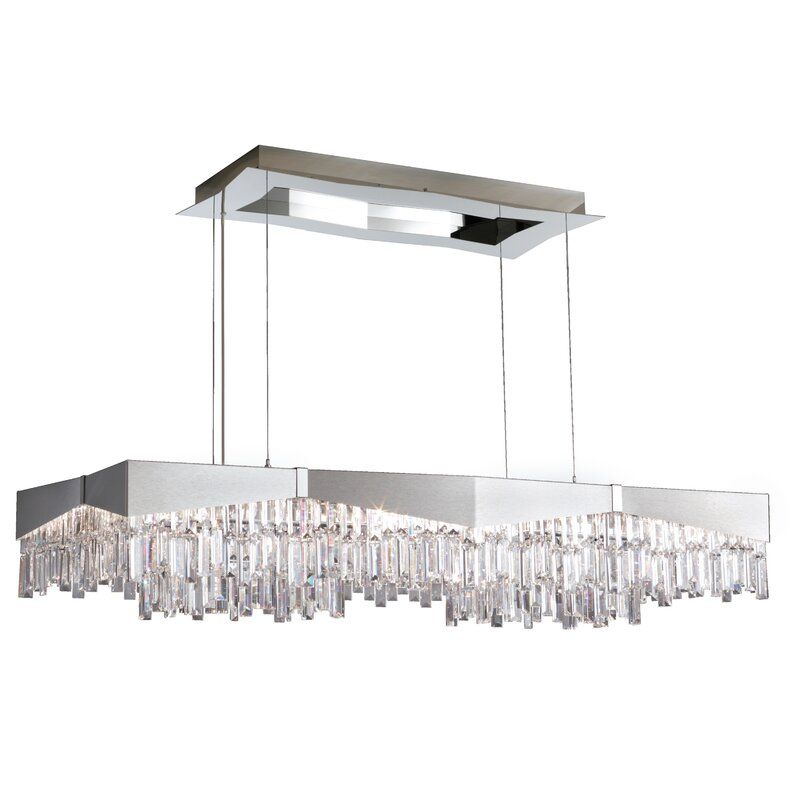 Schonbek Riviera 16 – Light Kitchen Island Linear Pendant Intended For 16 Light Island Chandeliers (View 2 of 15)