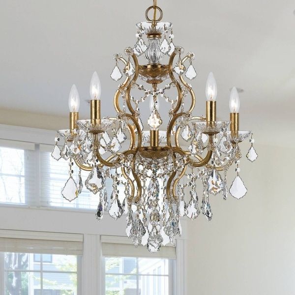 Shop 6 Light Antique Gold/crystal Chandelier – On Sale Pertaining To Antique Gold Three Light Chandeliers (View 5 of 15)