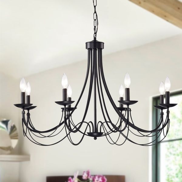 Shop Clash 8 Light 35 Inch Matte Black Branched Chandelier Pertaining To Matte Black Four Light Chandeliers (View 12 of 15)
