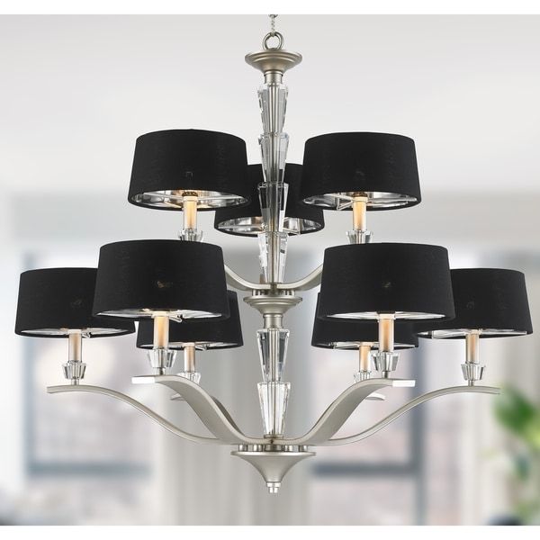 Shop Glam Collection 9 Light Matte Nickel Finish With Regarding Matte Black Nine Light Chandeliers (View 6 of 15)