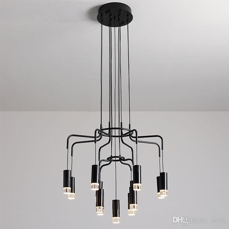 Stylish Modern Led Chandelier For Living Room Dining Room With Matte Black Nine Light Chandeliers (View 5 of 15)