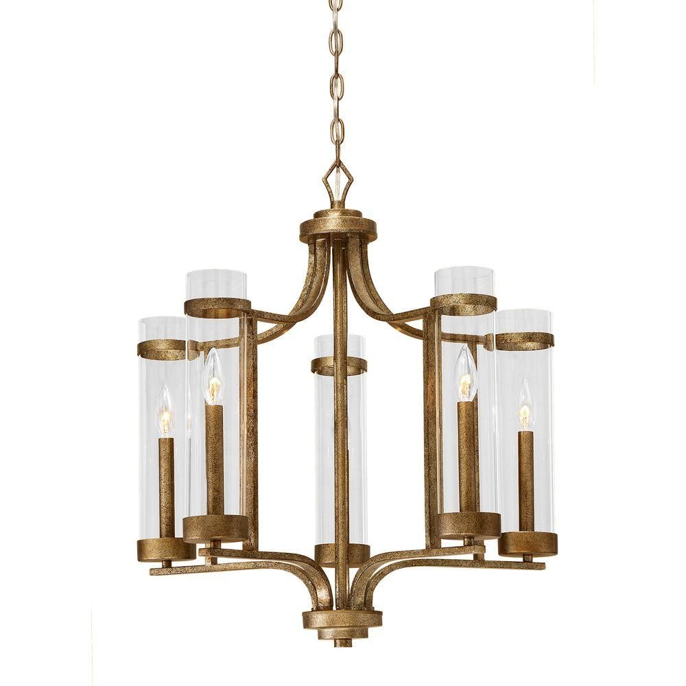 Unbranded Milan Collection 5 Light Vintage Gold Chandelier Pertaining To Antique Gild Two Light Chandeliers (Photo 13 of 15)