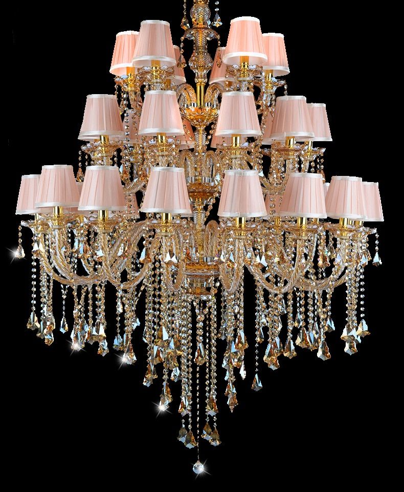 Vintage 32 Arm Led Gold Crystal Chandelier For Living Room Pertaining To Antique Gild One Light Chandeliers (View 5 of 15)