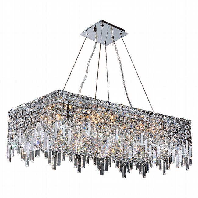 W83626c32 Cascade 16 Light Chrome Finish With Clear For Polished Chrome Three Light Chandeliers With Clear Crystal (View 11 of 15)