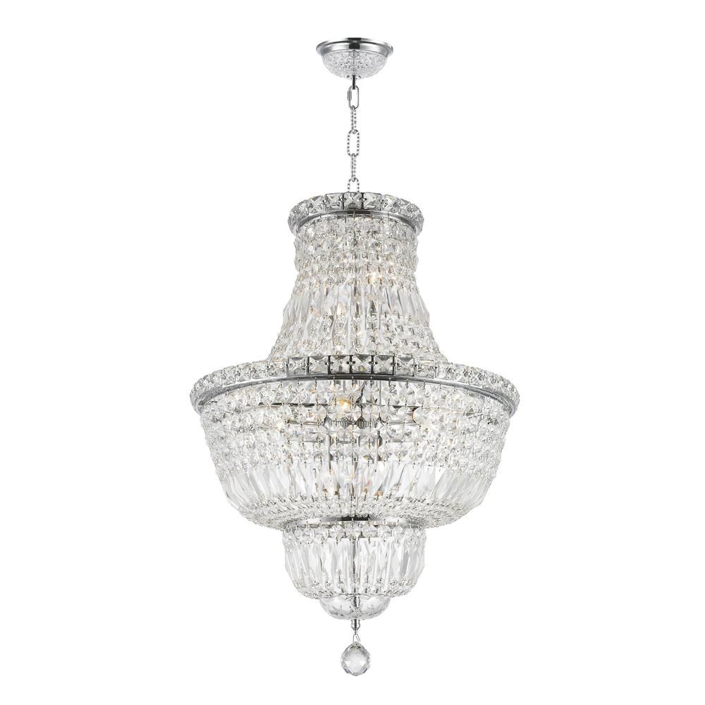 Worldwide Lighting Empire 12 Light Polished Chrome And Intended For Polished Chrome Three Light Chandeliers With Clear Crystal (View 14 of 15)