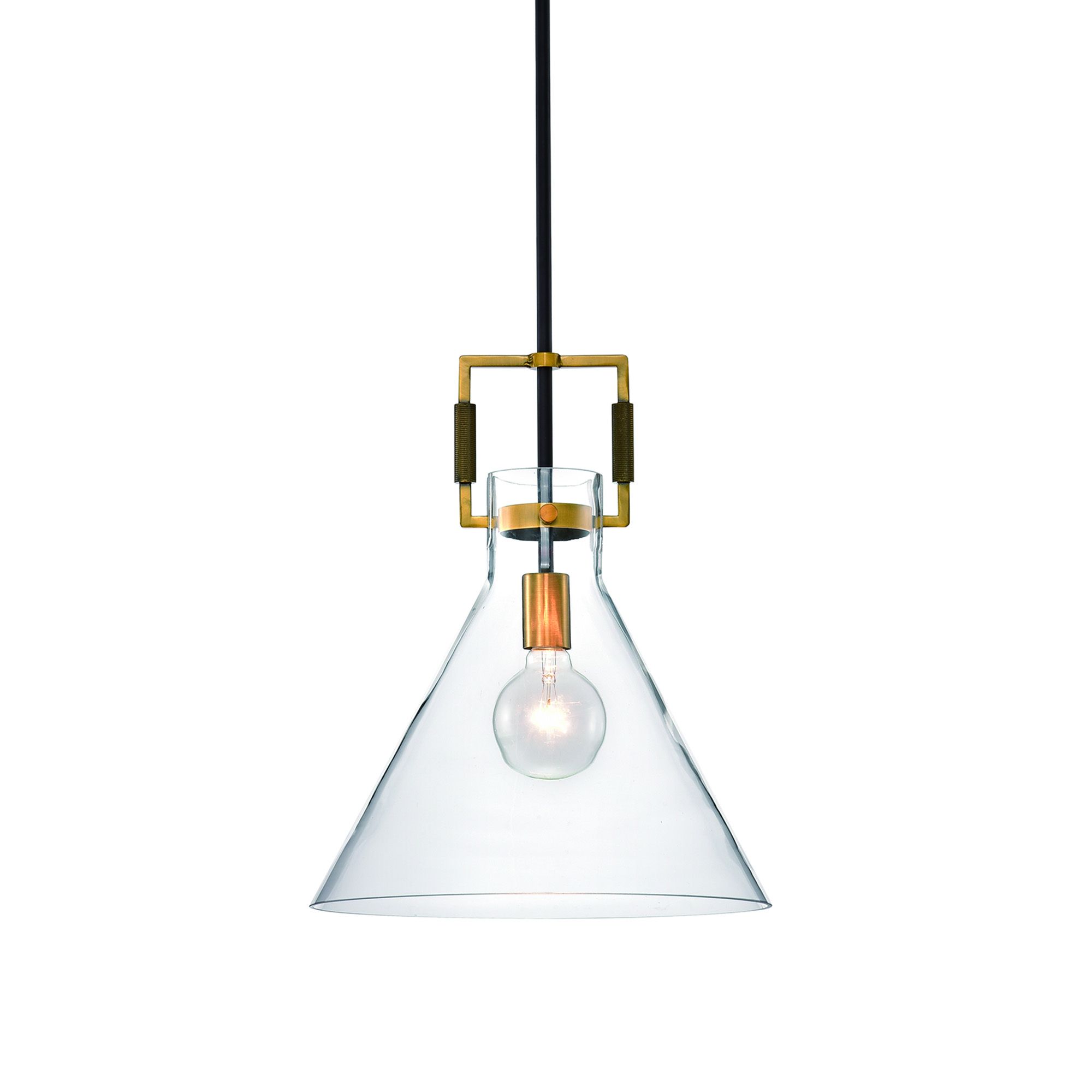 1 Light Oil Rubbed Bronze And Antique Gold Cone Glass Intended For Golden Bronze And Ice Glass Pendant Lights (Photo 1 of 15)