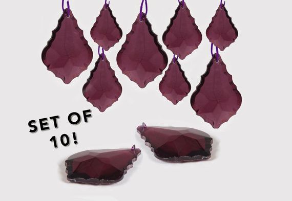 10 Dark Purple French Hanging Glass Chandelier Crystal W In Dark Mocha Ribbon Chandeliers (View 4 of 15)