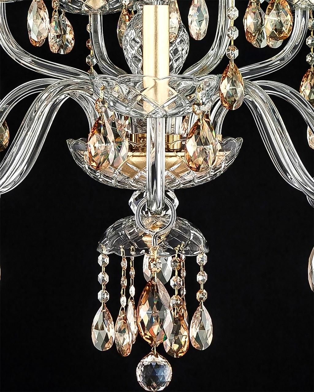 104 / Ch 12 / Gold Leaf / Crystal Chandelier – Grandoluce Pertaining To Soft Gold Crystal Chandeliers (View 5 of 15)