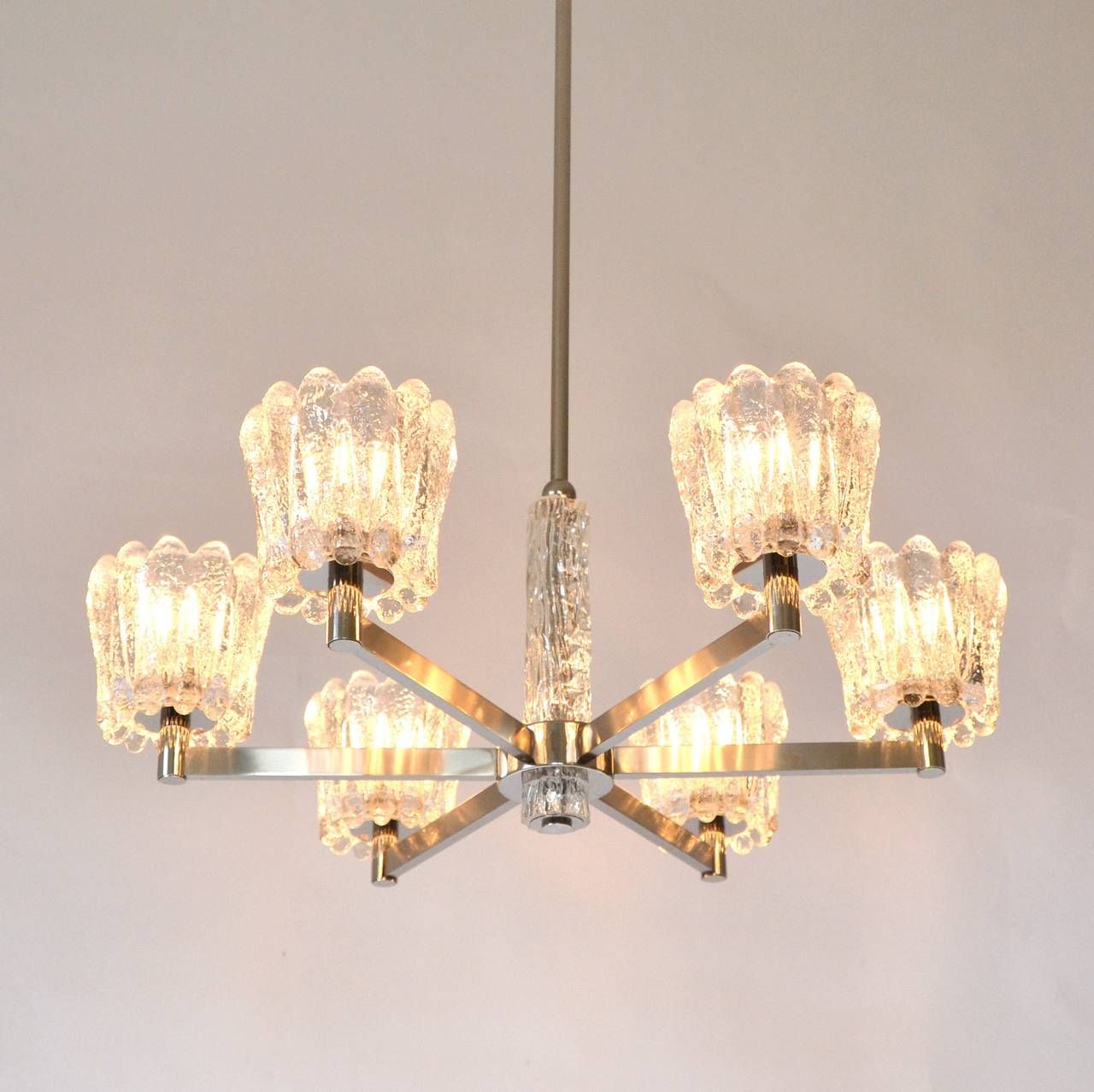1960s Ice Glass Chrome Chandeliercarl Fagerlund For With Glass And Chrome Modern Chandeliers (Photo 8 of 15)
