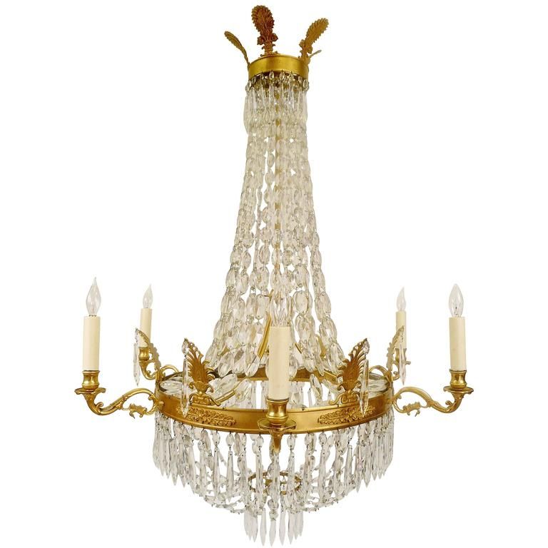 1stdibs Bronze, Crystal Gilt Style Empire French Intended For Roman Bronze And Crystal Chandeliers (Photo 4 of 15)