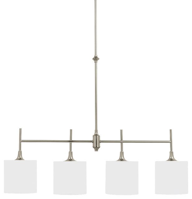 4 Light Island Brushed Nickel Pendant – Transitional Pertaining To Gray And Nickel Kitchen Island Light Pendants Lights (View 8 of 15)