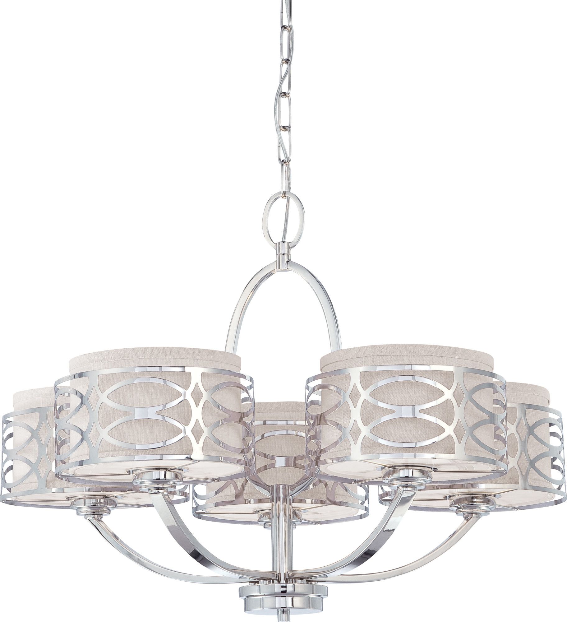 5 Light – Chandelier – Slate Gray Fabric Shades – Walmart With Stone Gray And Nickel Chandeliers (View 4 of 15)