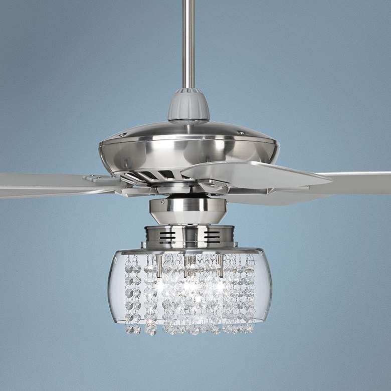 52" Journey Brushed Nickel Crystal Rainfall Led Ceiling Pertaining To Brushed Nickel Crystal Pendant Lights (View 11 of 15)