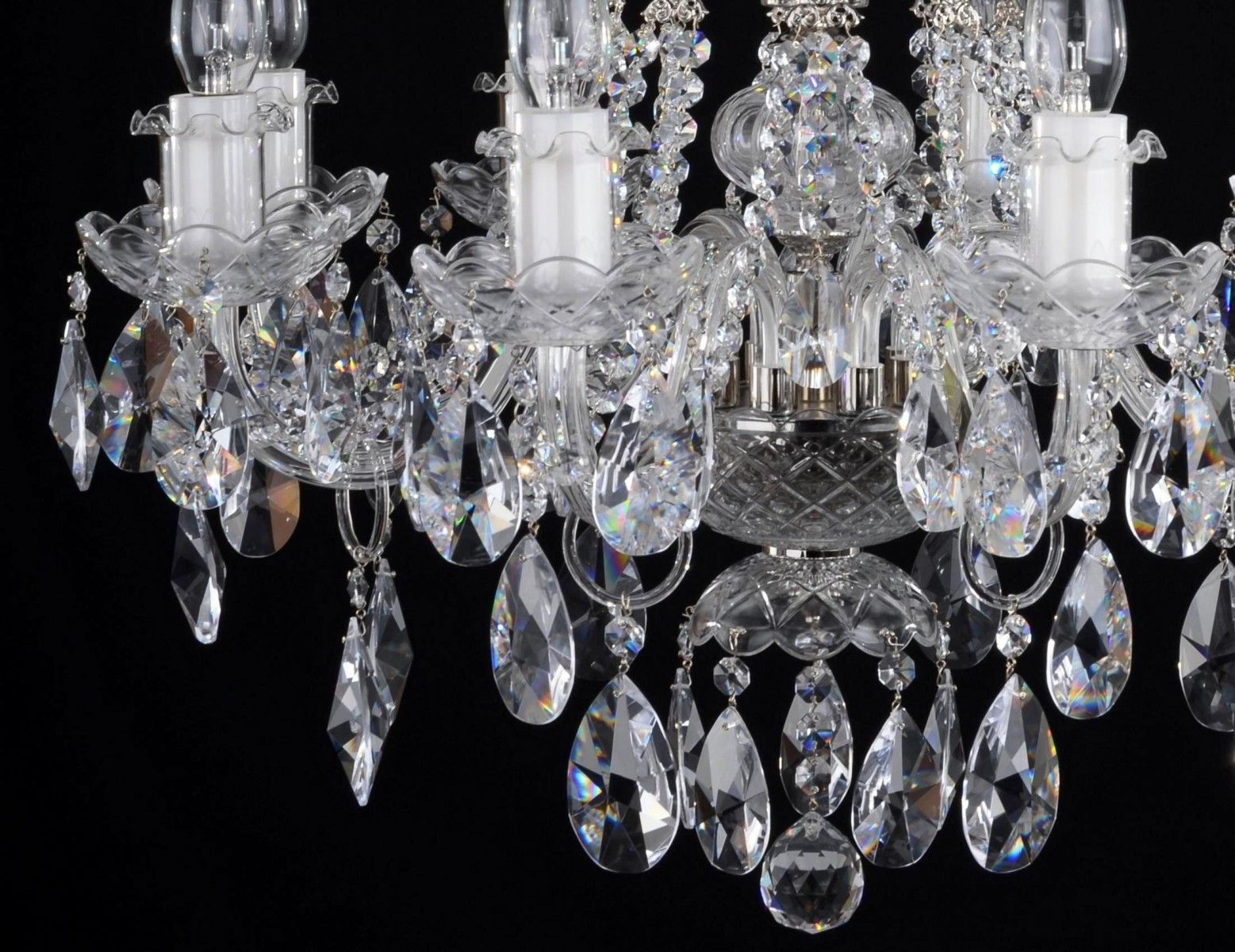 8 Arms Silver Crystal Chandelier With Cut Crystal Almonds Throughout Soft Silver Crystal Chandeliers (Photo 1 of 15)