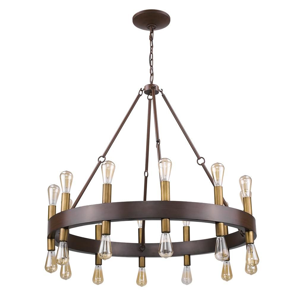 Acclaim Lighting 24 Light Wood Finish Wagon Wheel Intended For Wood Ring Modern Wagon Wheel Chandeliers (View 4 of 15)