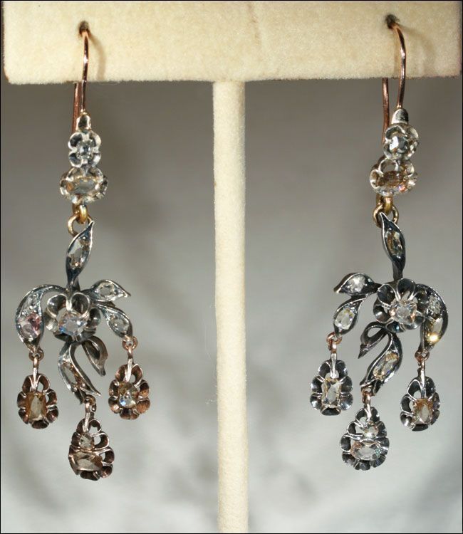Antique Early Victorian Diamond Chandelier Earrings Regarding Warm Antique Gold Ring Chandeliers (View 7 of 15)