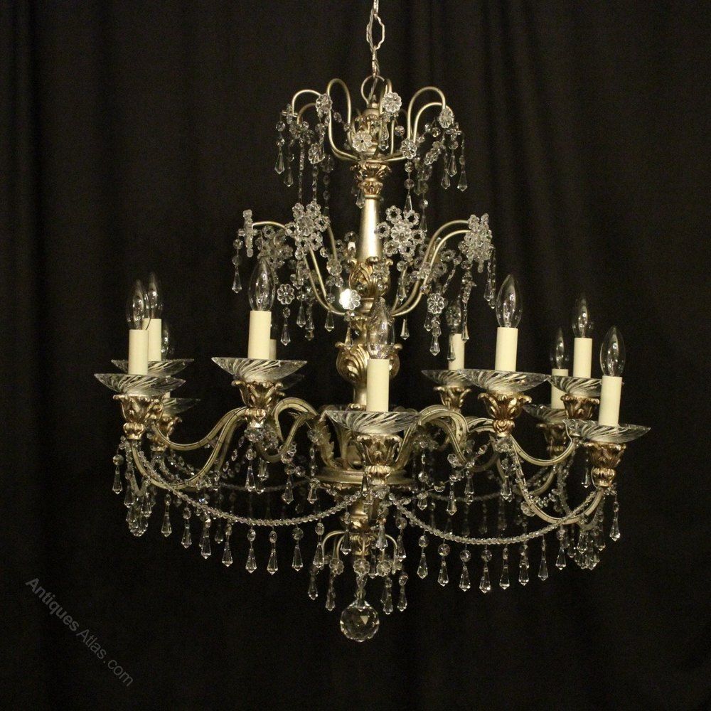 Antiques Atlas – Florentine Silver Gilded & Crystal Chandelier Throughout Soft Silver Crystal Chandeliers (View 5 of 15)