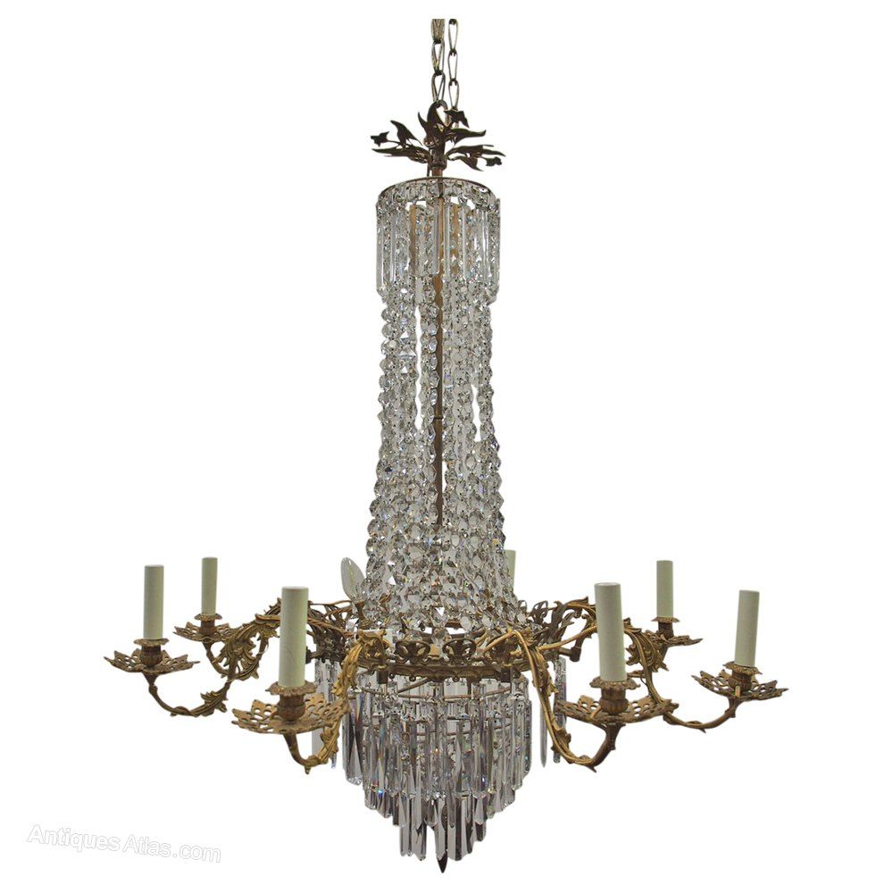 Antiques Atlas – French Crystal And Gilded Brass Chandelier Throughout Antique Brass Crystal Chandeliers (Photo 14 of 15)