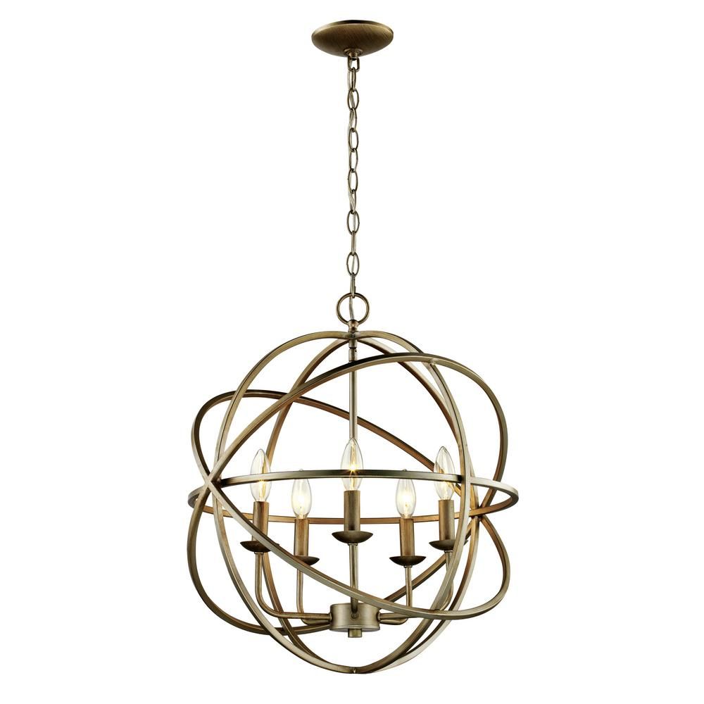 Bel Air Lighting 5 Light Antique Silver Multi Ring Orb Intended For Warm Antique Gold Ring Chandeliers (View 8 of 15)