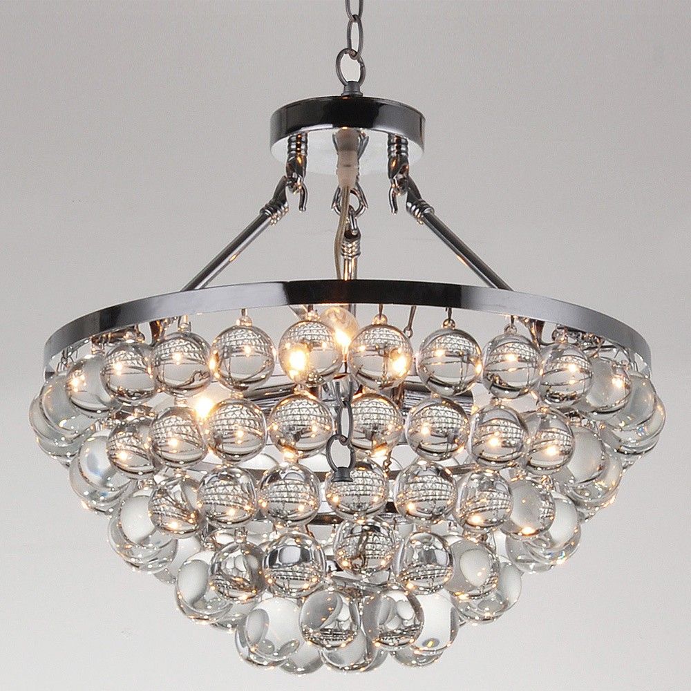 Belle 5 Light Chrome/ Opulent Spherical Glass Crystal With Regard To Chrome And Crystal Pendant Lights (View 1 of 15)