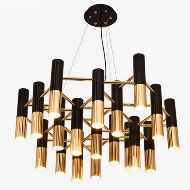 Black And Gold Metal Aluminum Tube Chandelier Italy Modern With Regard To Black Modern Chandeliers (View 8 of 15)