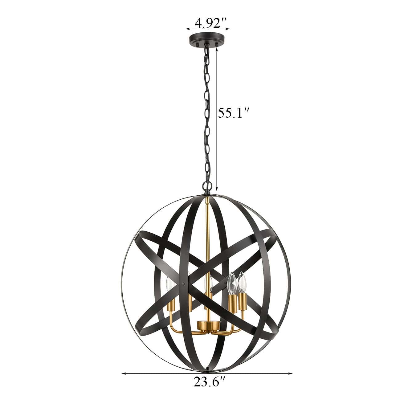 Black Metal Orb Sphere Globe Foyer Pendant Chandelier – 5 With Bronze Sphere Foyer Pendant (View 12 of 15)