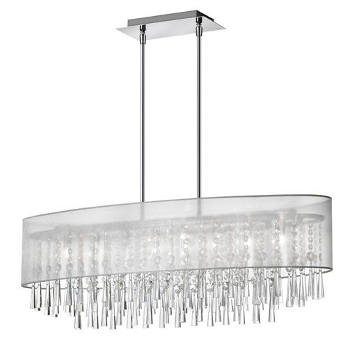 Bohemian Eight Light Polished Chrome And Crystal Oval Intended For Organza Silver Pendant Lights (View 4 of 15)