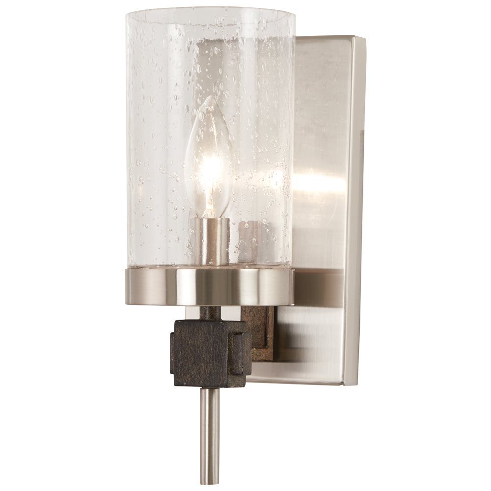 Bridlewood 1 Lt Bath Light – Stone Grey W/brushed Nickel Pertaining To Stone Gray And Nickel Chandeliers (View 15 of 15)