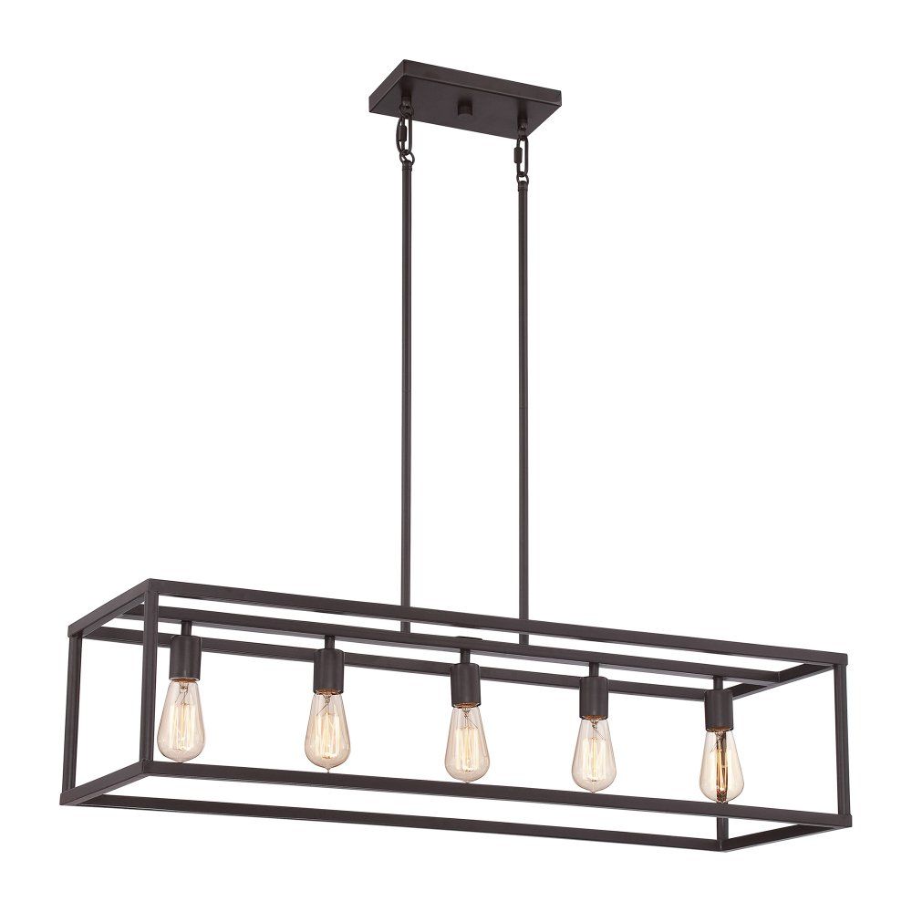 Bronze Kitchen Island Hanging Pendant With 5 Vintage Bulbs Inside Bronze Kitchen Island Chandeliers (View 14 of 15)