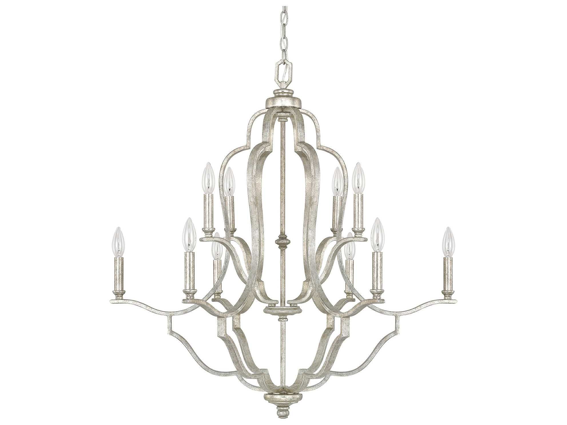 Capital Lighting Blair Antique Silver Ten Light 33'' Wide Pertaining To Ornament Aged Silver Chandeliers (View 11 of 15)