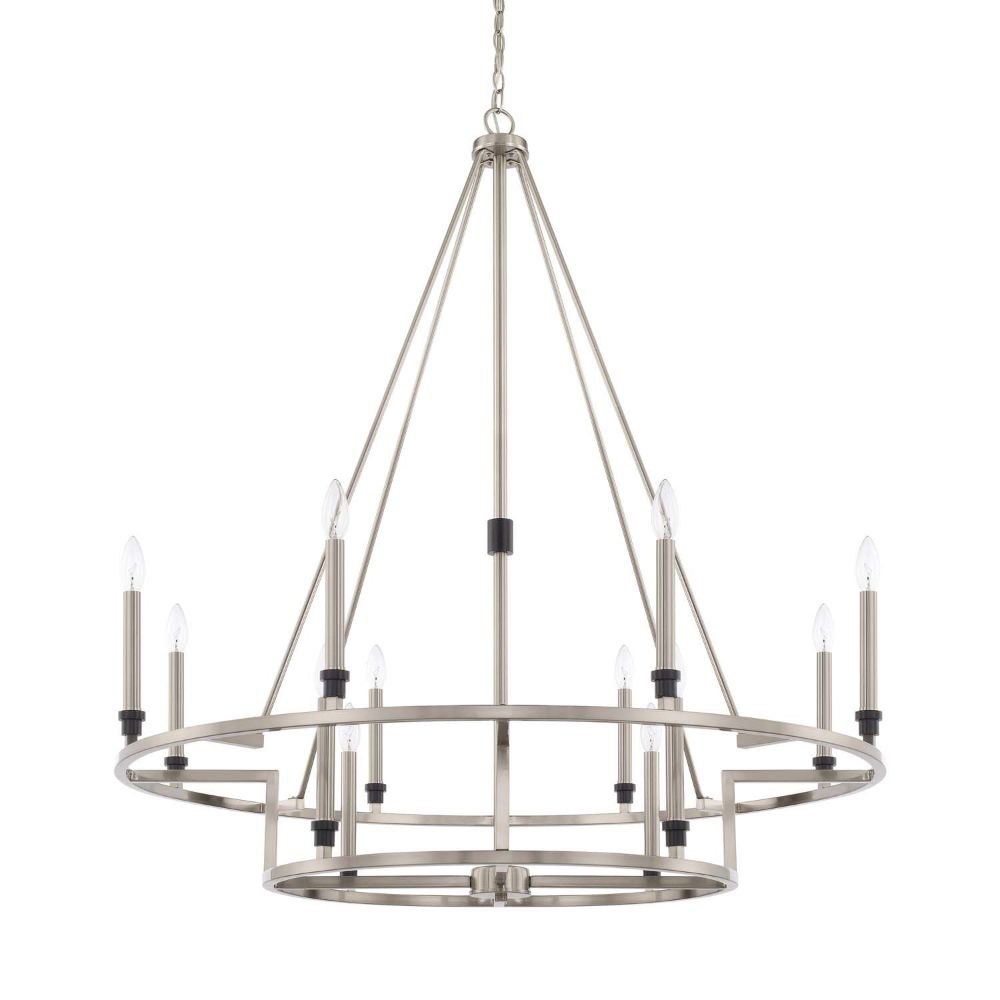 Capital Lighting Fixture Company Tux Black Tie 12 Light Pertaining To Black Wagon Wheel Ring Chandeliers (View 13 of 15)