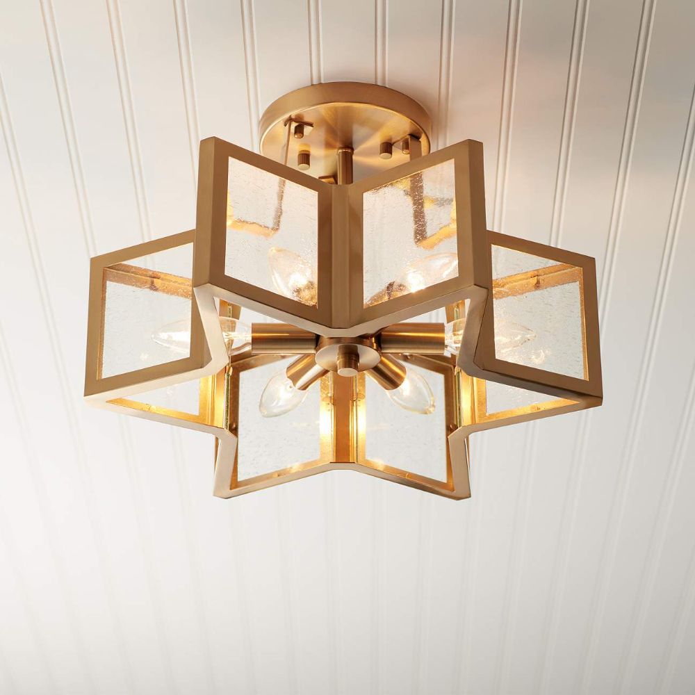 Casa Star 16" Wide Warm Antique Brass 6 Light Ceiling Intended For Warm Antique Brass Pendant Lights (Photo 4 of 15)