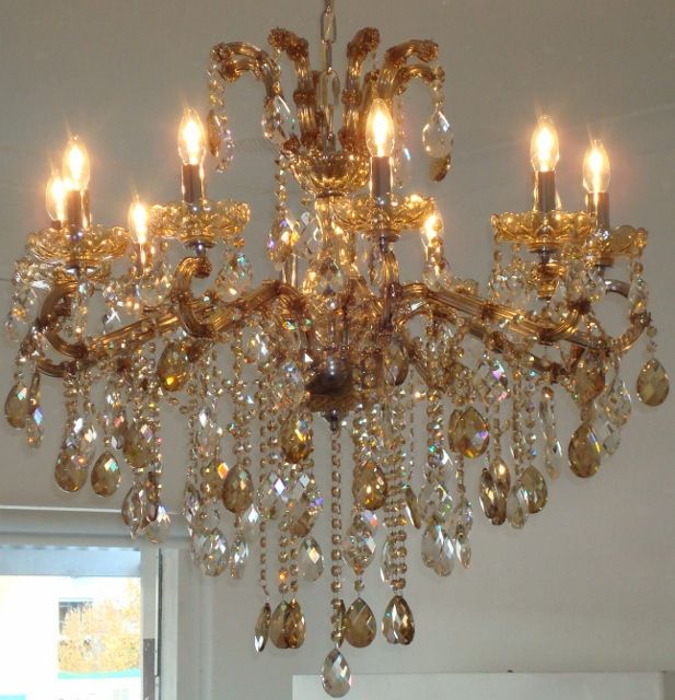 Chandelier – Champagne Gold 10 Arm Crystal Chandelier Pertaining To Champagne Glass Chandeliers (View 7 of 15)