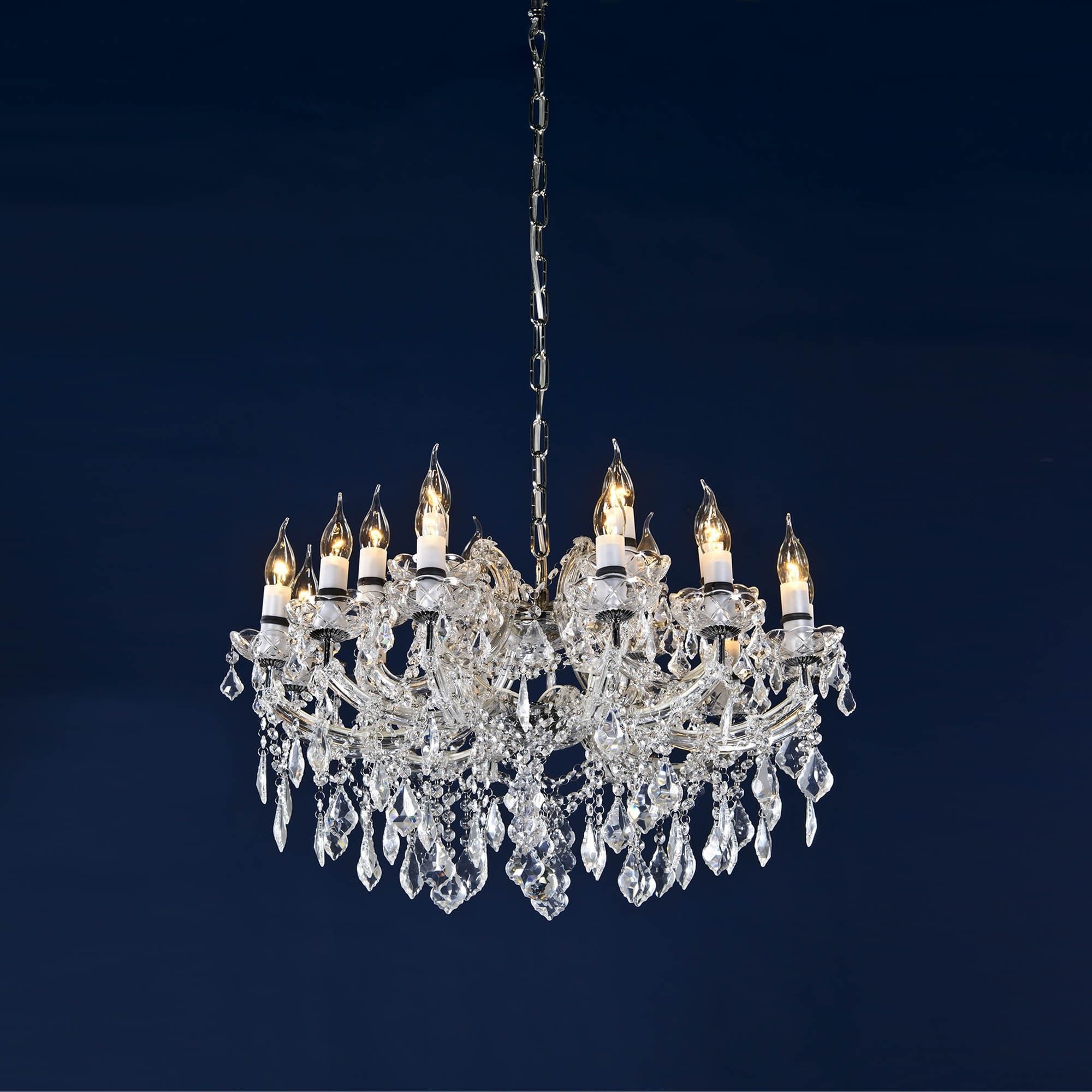 Chrome Crystal 18 Light Chandelier | French Lighting Inside Chrome And Crystal Led Chandeliers (View 3 of 15)