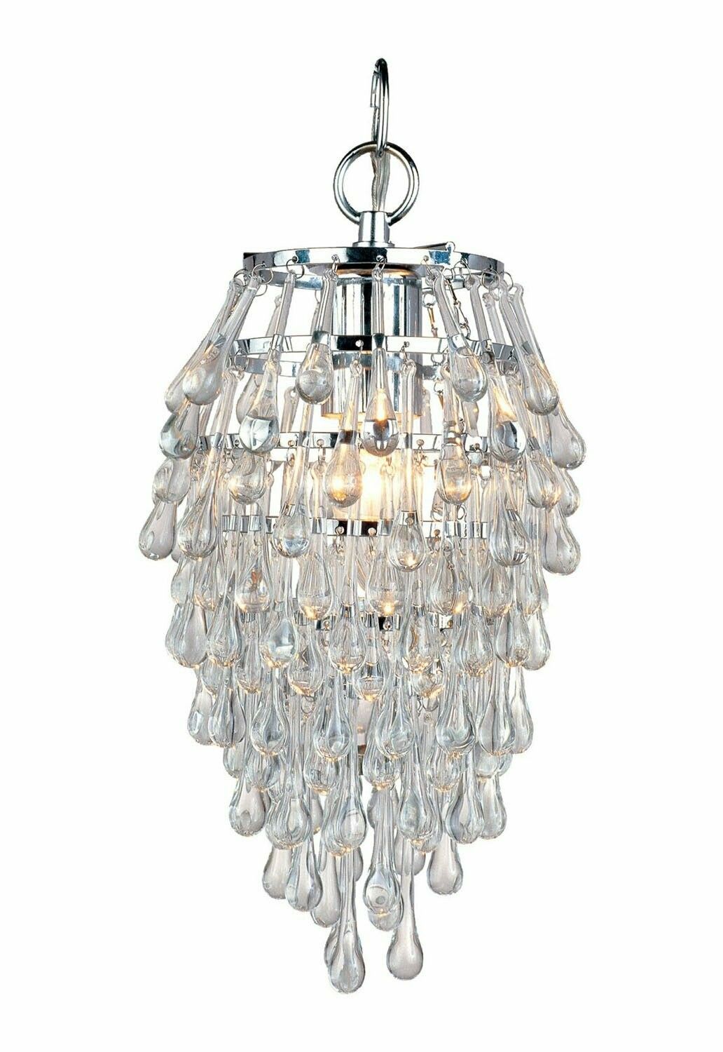 Chrome Finish 1 Light Crystal Teardrop Mini Chandelier Throughout Chrome And Crystal Pendant Lights (View 13 of 15)