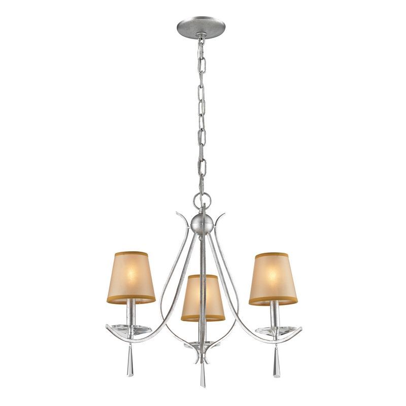 Clarendon 3 Light Chandelier In Silver W/ Amber Organza Inside Organza Silver Pendant Lights (View 11 of 15)