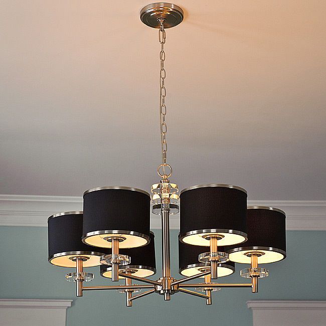 Contemporary Modern 6 Light Brushed Nickel Finish Black Throughout Polished Nickel And Crystal Modern Pendant Lights (View 10 of 15)