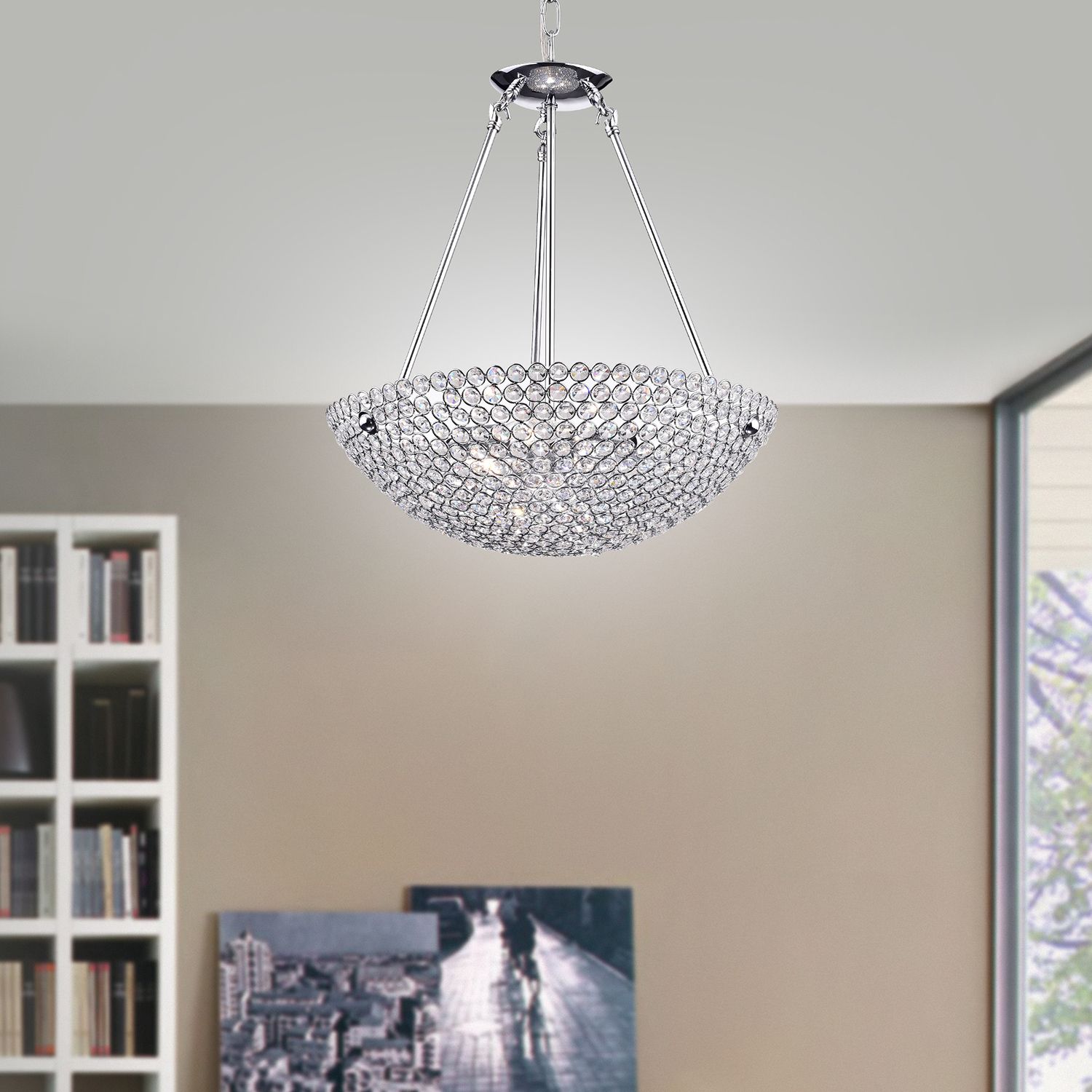 Corona 3 Light Bowl Crystal Chandelier Chrome Ceiling Pertaining To 3 Light Pendant Chandeliers (View 10 of 15)