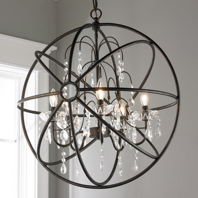 Crystal And Metal Orb Chandelier | Orb Chandelier Within Bronze Sphere Foyer Pendant (View 10 of 15)