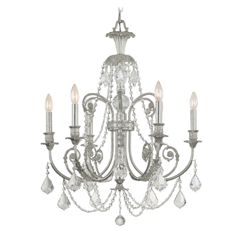 Crystal Chandelier In Olde Silver Finish | 5116 Os Cl Mwp With Soft Silver Crystal Chandeliers (Photo 14 of 15)