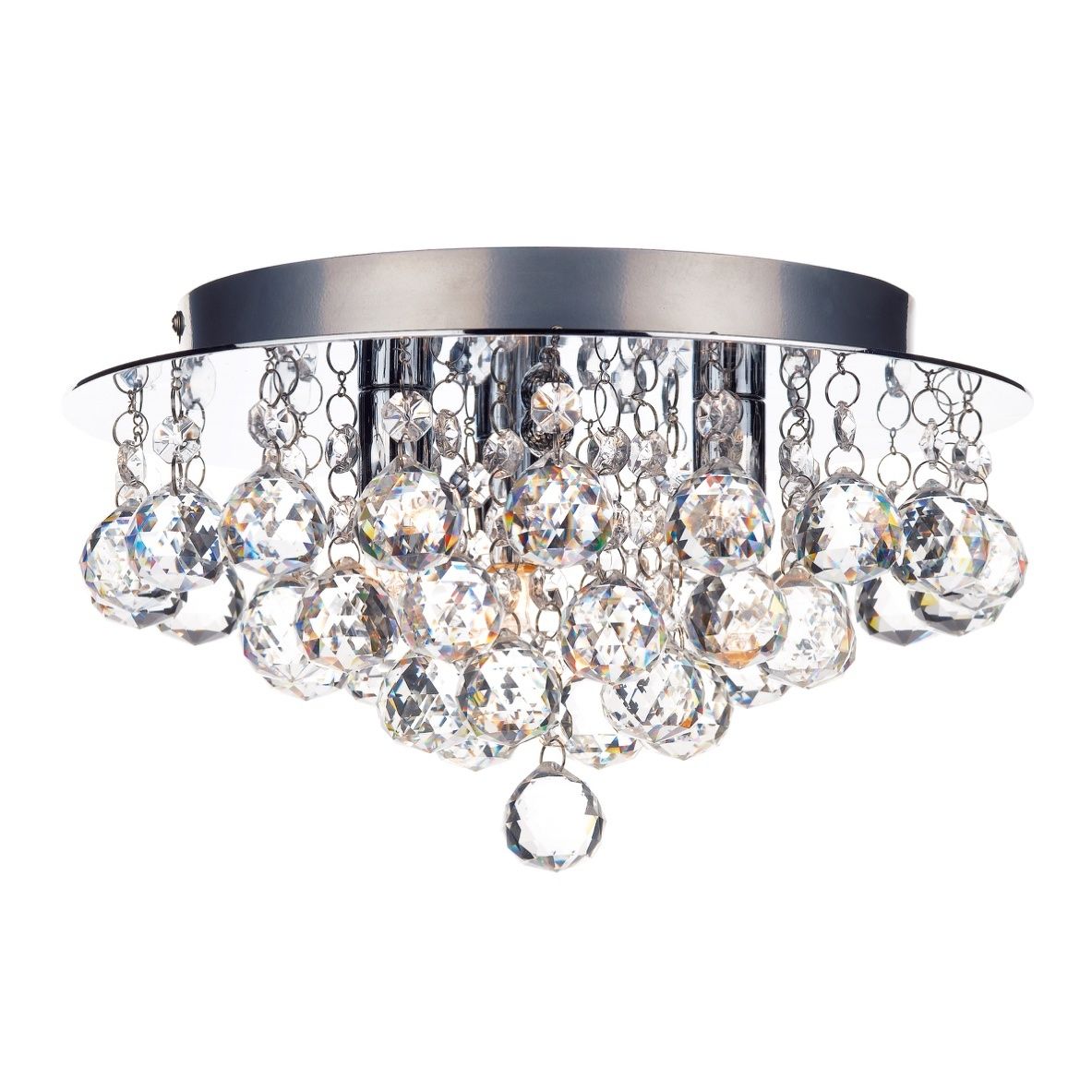 Crystal Flush Ceiling Light – Polished Chrome – Small Pertaining To Chrome And Crystal Pendant Lights (View 11 of 15)
