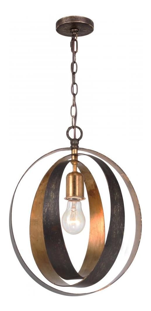 Crystorama English Bronze / Antique Gold Luna 1 Light Intended For Antique Gold Pendant Lights (Photo 3 of 15)