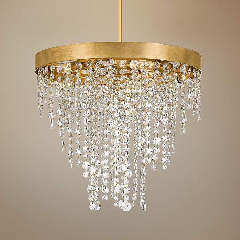Crystorama Winham 20"w Antique Gold And Crystal Chandelier Regarding Soft Gold Crystal Chandeliers (Photo 10 of 15)
