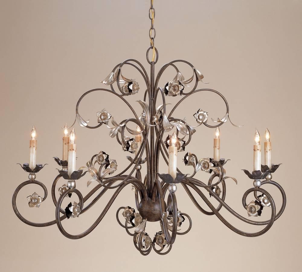 Currey Contemporary Silver Leaf Metro 4 Light 2 Tier With Silver Leaf Chandeliers (View 9 of 15)