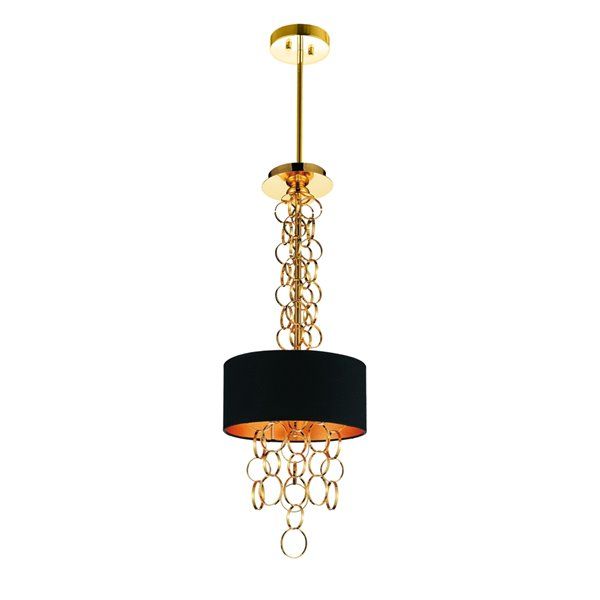 Cwi Lighting Chained 3 Light Drum Shade Mini Pendant With Regard To Gold Finish Double Shade Chandeliers (Photo 9 of 15)