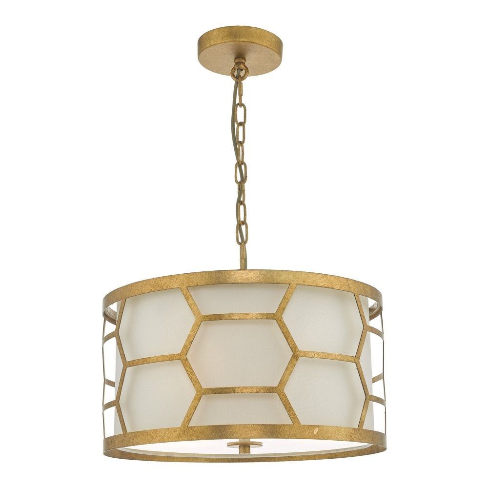 Dar Lighting 2020/21 Eps0312 Epstein 3 Light Ceiling Throughout Gold Finish Double Shade Chandeliers (View 3 of 15)