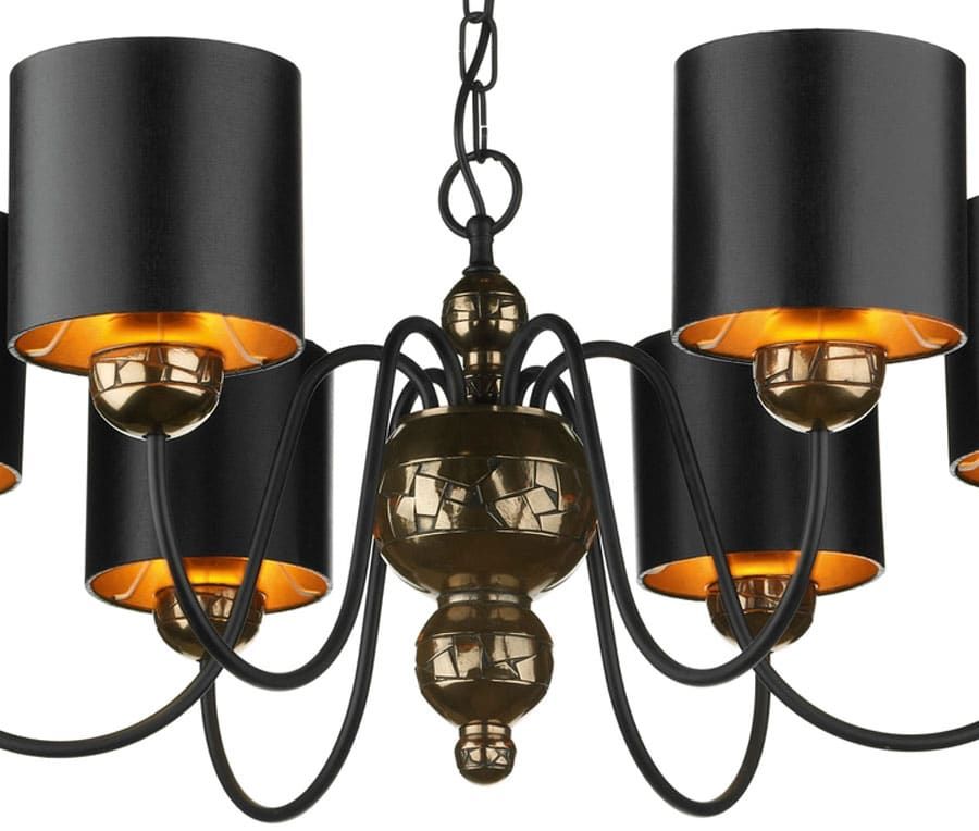 David Hunt Garbo 6 Light Bronze Chandelier Black Shades Pertaining To Black Shade Chandeliers (View 6 of 15)
